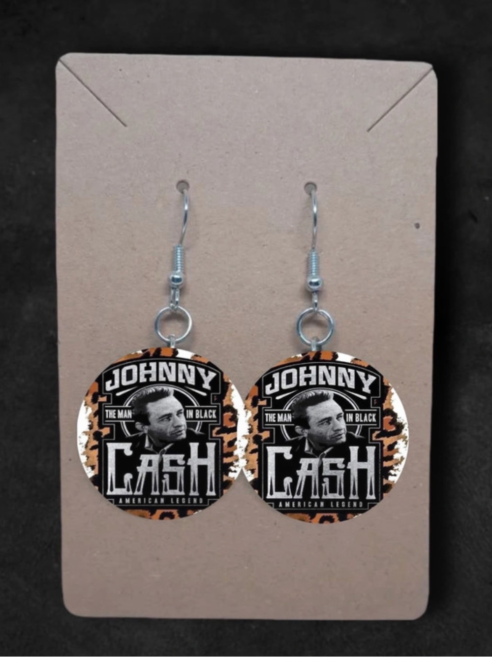 Johnny Cash unique country music 1 inch dangle earrings
